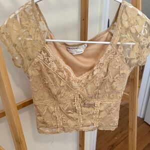 Urban outfitters Urban renewal Beige Lace Crop Top